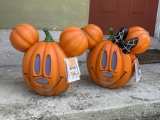 Disney Mickey and Minnie Mouse Pumpkin Halloween Light-Up  Music Decor Set