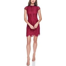 Vince Camuto Lace Shift Dress Womens 6 Wine Coquette Romantic Party Cocktail NWT