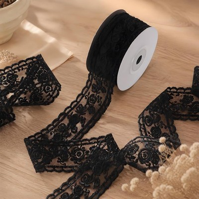 BebsGAAG Black Lace Ribbon 1.2in 5 Yard Trim Embroidered