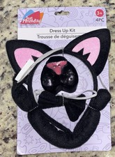 Furry House Cat Kitten Tail Ears Bowtie  Rubber Nose Costume 4 Piece Set