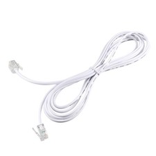 RJ11 6P2C Telephone Telephone Line Extension Cable White 2m Long Cable
