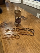 Antique Edwardian Celluloid Tortoiseshell Hair Pins w/ Imperial Box Vanity Set