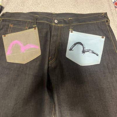 Evisu lot 001 size 42 x34 5 Pocket  Denim Jeans  