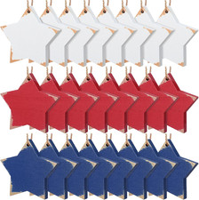24 Pcs 4Th of July Star Ornaments for Tree Rustic Wooden Patriotic Star Tree Dec