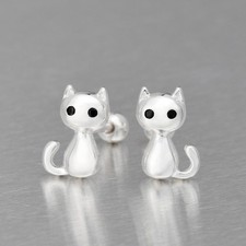 925 Sterling Silver Cat Piercing Minimalist K...
