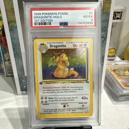 1999 Dragonite 4/62 Fossil 1st Edition Holo Rare #4 PSA 4