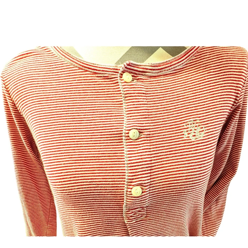 LAUREN RALPH LAUREN Red Stripe Long Sleeve Monogram Cotton Nightgown Medium - Image 4 of 4