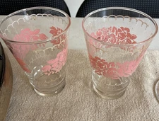 Vintage Set Of 2 Tumbler Floral Glasses Possibly (LuRay)