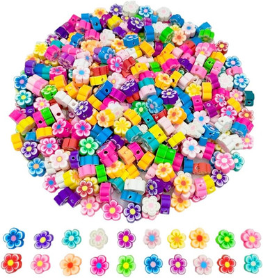 200pcs Flower Polymer Clay Beads, Flowers Bead for Bracelet Necklace Jewelry Mak
