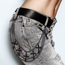 Men's Womens Hip-Hop Cross Punk Pants Chain Multi-Layer Pants Chain Wallet Chain