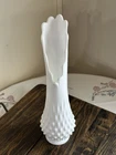 Vintage Fenton Hung Hobnail Milk Glass 13” Tall Vase
