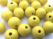 50 pcs Yellow Macrame Wood Beads Round 20mm Bead Jewelry Macrame Wooden Tool Y5