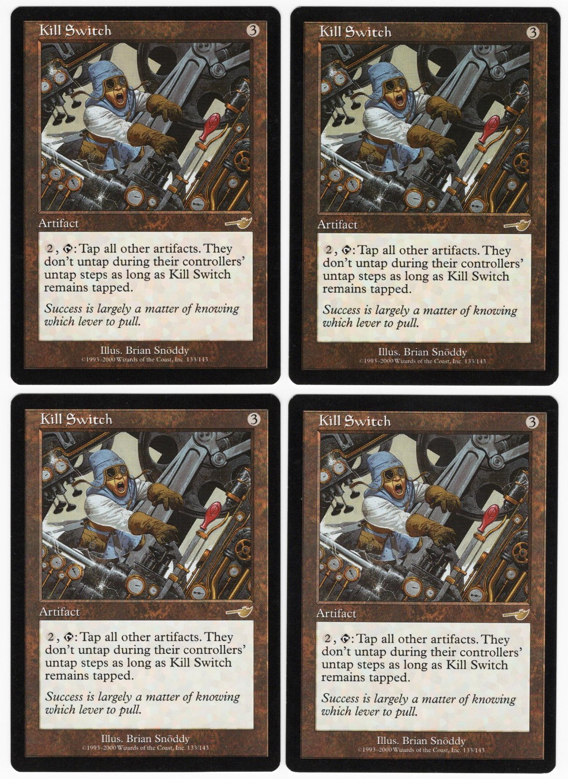 Kill Switch x4 4x 2000 Nemesis #133 PLAYSET Colorless Rare Artifact MTG NM AZ1