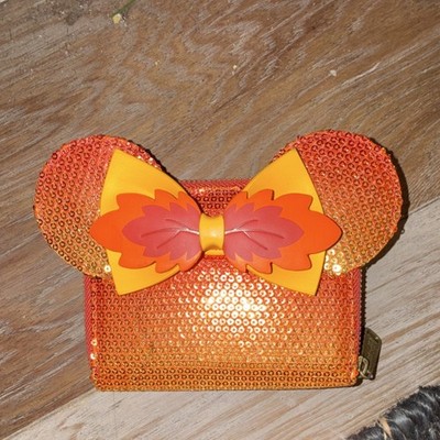 Loungefly Disney Minnie Mouse Orange Sequin Small Wallet Yellow Red