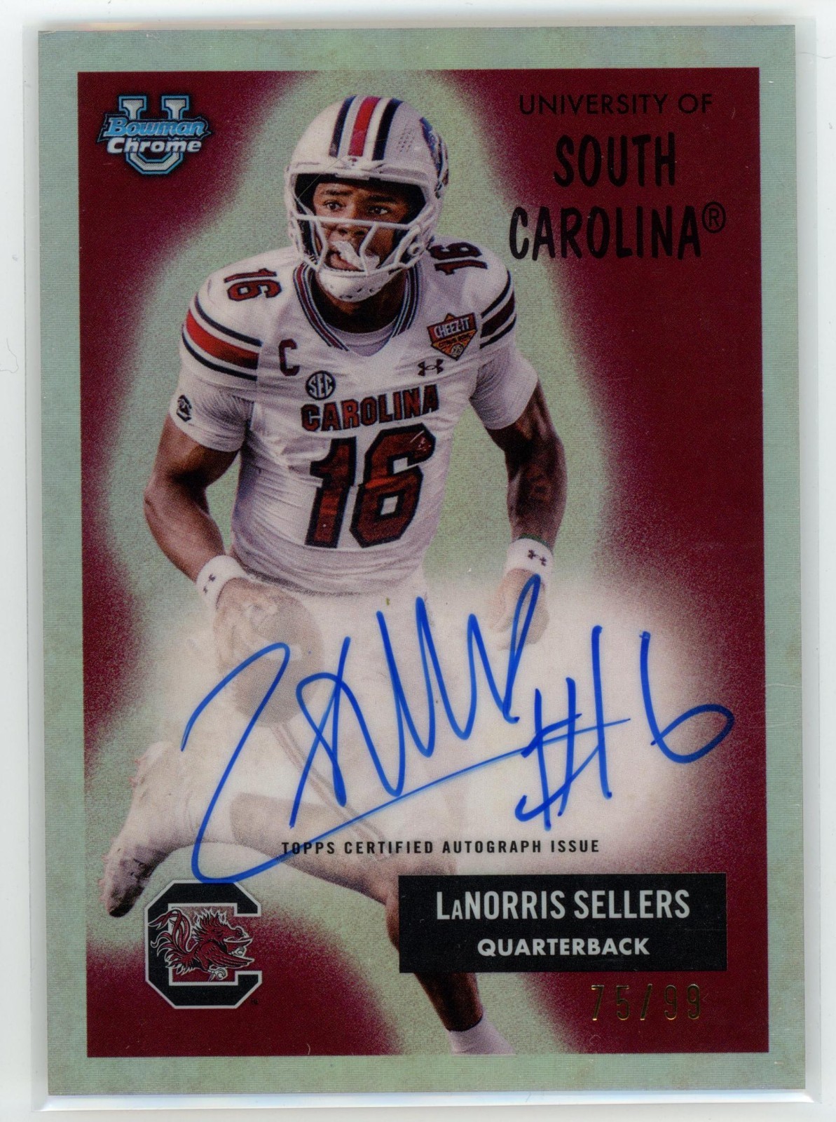 LaNorris Sellers 2025 Bowman Chrome University 1955 Auto /99 Rookie #55AV-LS