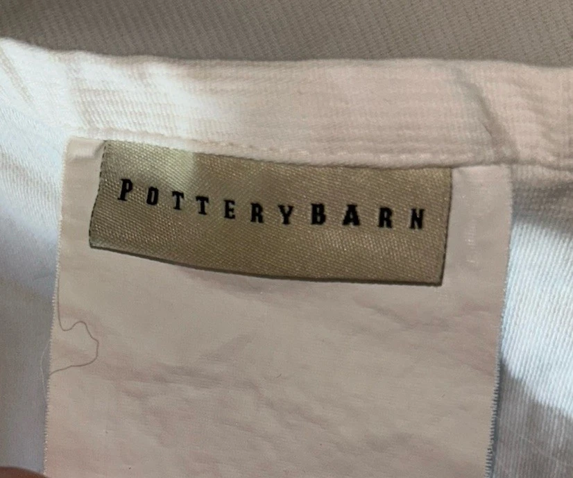 Pottery Barn White/Gold Shower Curtain 72x72 100% Cotton - Image 3 of 4