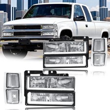 LED DRL Headlight Assembly for 1994-1998 Chevy Silverado Tahoe Suburban C10, ...