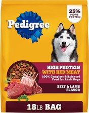 Pedigree High Protein Adult Dry Dog Food, Beef and Lamb Flavor, 18 lb. Bag 2.07 per pound