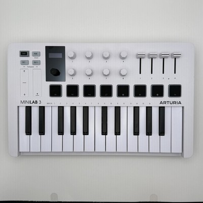 Arturia MiniLab 3 25-Key USB MIDI Keyboard Controller White Tested & Working