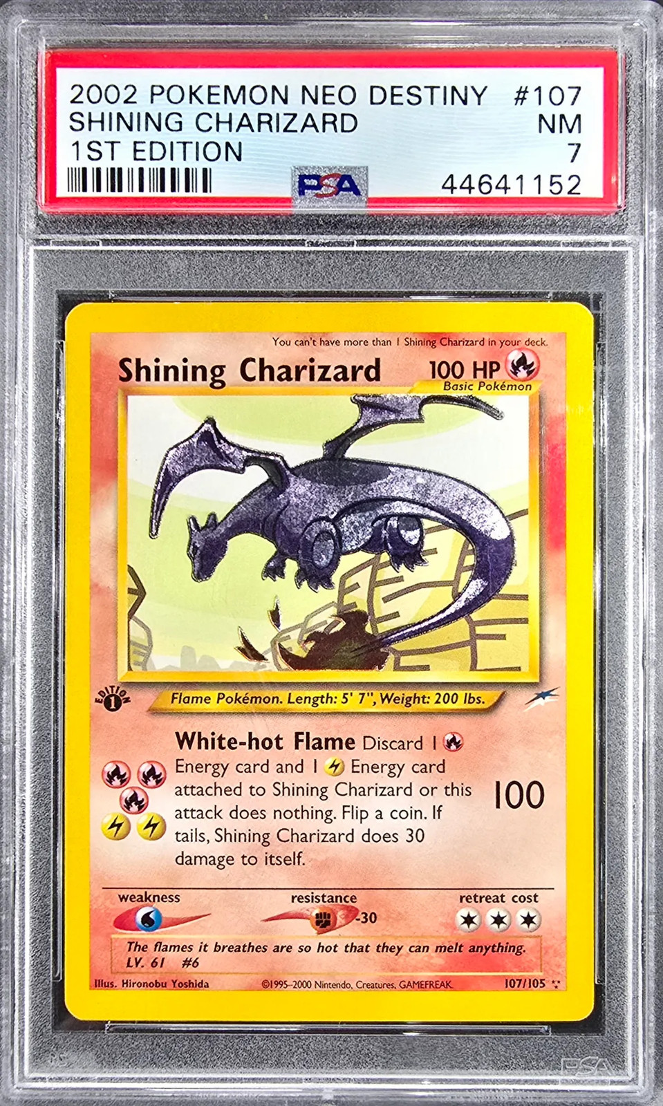 2002 Pokemon Neo Destiny Shining Charizard 1st Edition PSA 7 NM #107