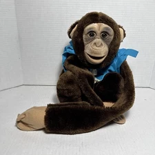 HOSUNG 1994 Chimp Puppet Brown 15" Plush Full Body Long Arms & Squeaker Monkey