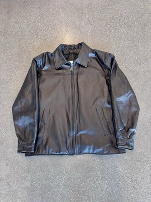 Genuine Leather Jacket Mens Small Black Full Zip-up Excellent Condition