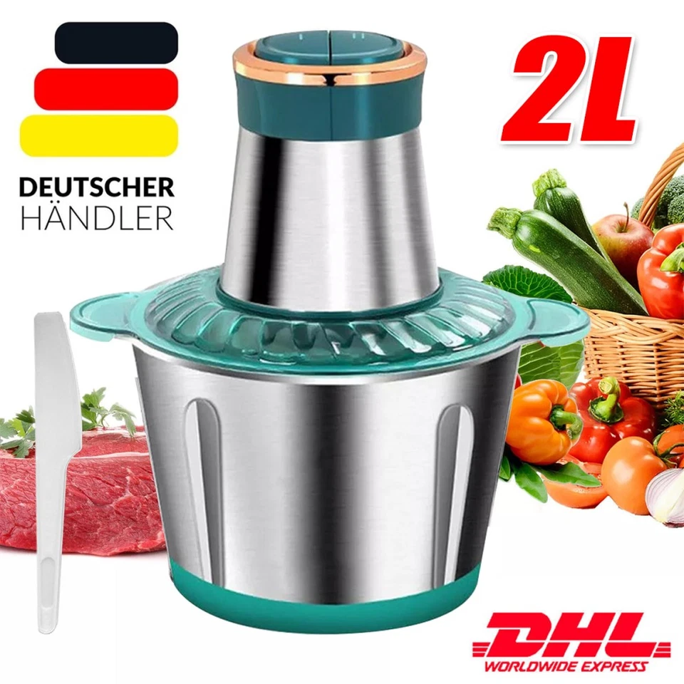 2L Multi Zerkleinerer Elektrisch Gemüse Häcksler Multihacker Zwiebelschneider - Bild 4 von 4