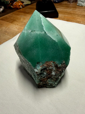 Green Aventurine Crystal Gemstone Six Sided Chiseled Point Specimen 335