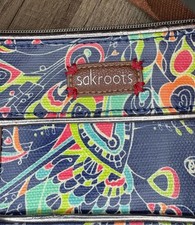 Sakroots Artist Circle Peace Blue Multicolor Crossbody Bag Zip Peacocks