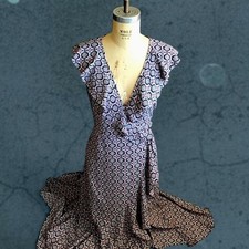 Max Studio Wrap Ruffles Maxi Blue Purple Pink Print Dress XS