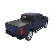 1pc 5.7Ft Soft Top 4-Fold Folding Vinyl Tonneau Cover Truck Bed Blackleather