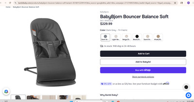 BabyBjorn Bouncer Balance Soft, Woven/Jersey, Dark Gray/Gray SKU 005184US