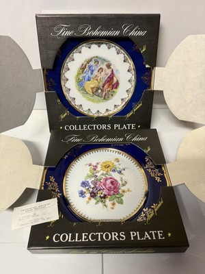 Vintage Bohemian Porcelain Collector Plate - 24k Gold - Hand Painted - Czech