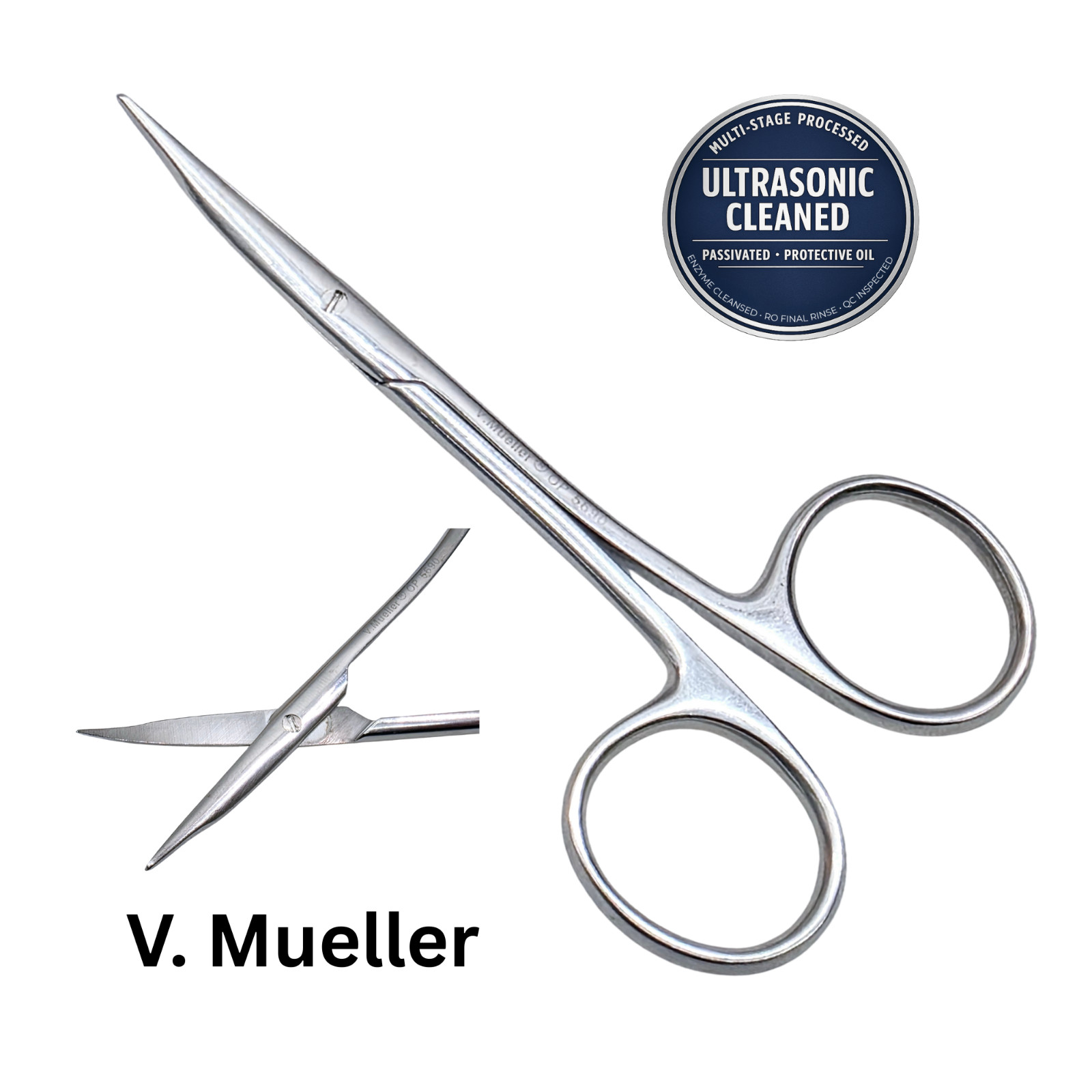 Mueller OP5690 Stevens Tenotomy Scissors, B/B, Curved, 4" -Ultrasonic Cleaned