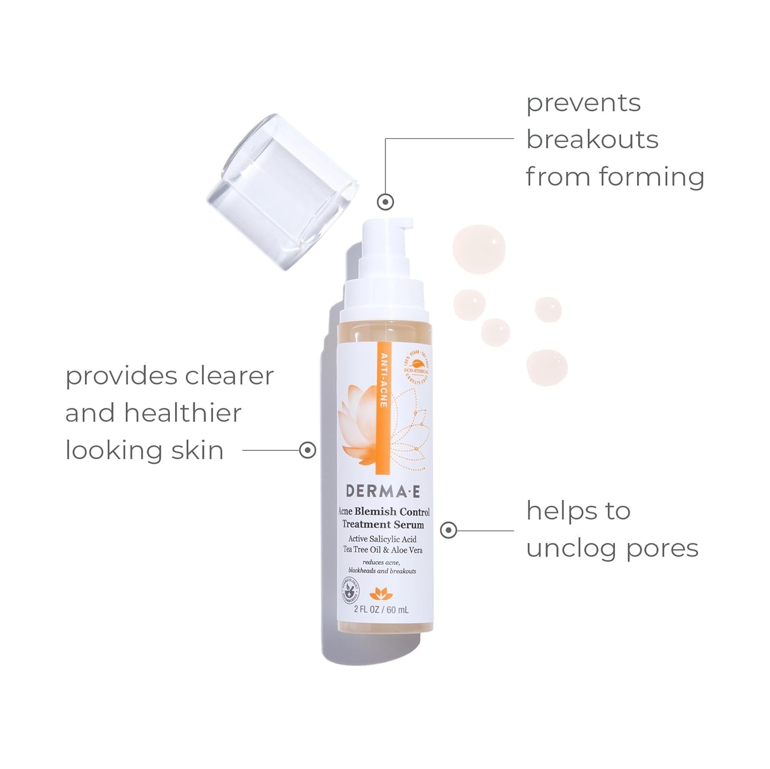 DERMA E Acne Spot Treatment, Acne Blemish Control Treatment Serum, 2 Fl Oz, Clin