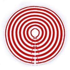 60 Inch Christmas Tree Skirt for 6ft to 9ft Tree Red White Annual Rings Chris...