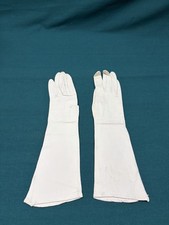 VTG Saks Fifth Avenue Ivory Leather Silk-Lined 14" Opera Gloves Sz 7.5; France