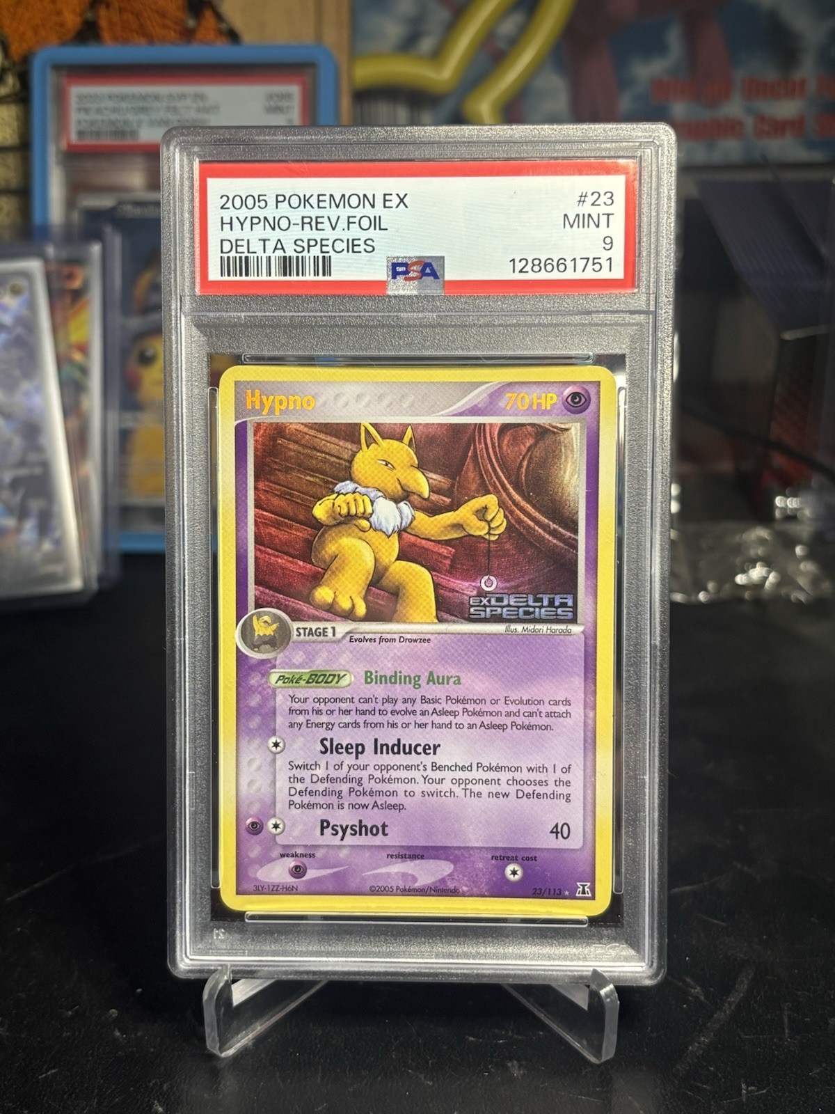 2005 POKEMON EX DELTA SPECIES #23 HYPNO-REV.FOIL RARE PSA 9 MINT