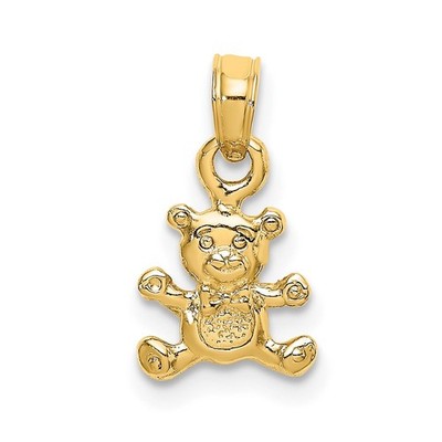 14k Gelbgold 3-D Mini Teddybär Anhänger