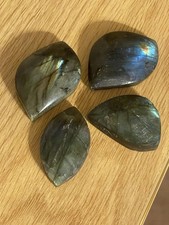 Natural Labradorite Cabochons Lot   Blue  Green Flash Polished Stones 4pcs 