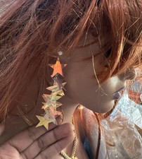 Large Star Acrylic Earrings Vintage Style Plastic Chunky Statement  Big