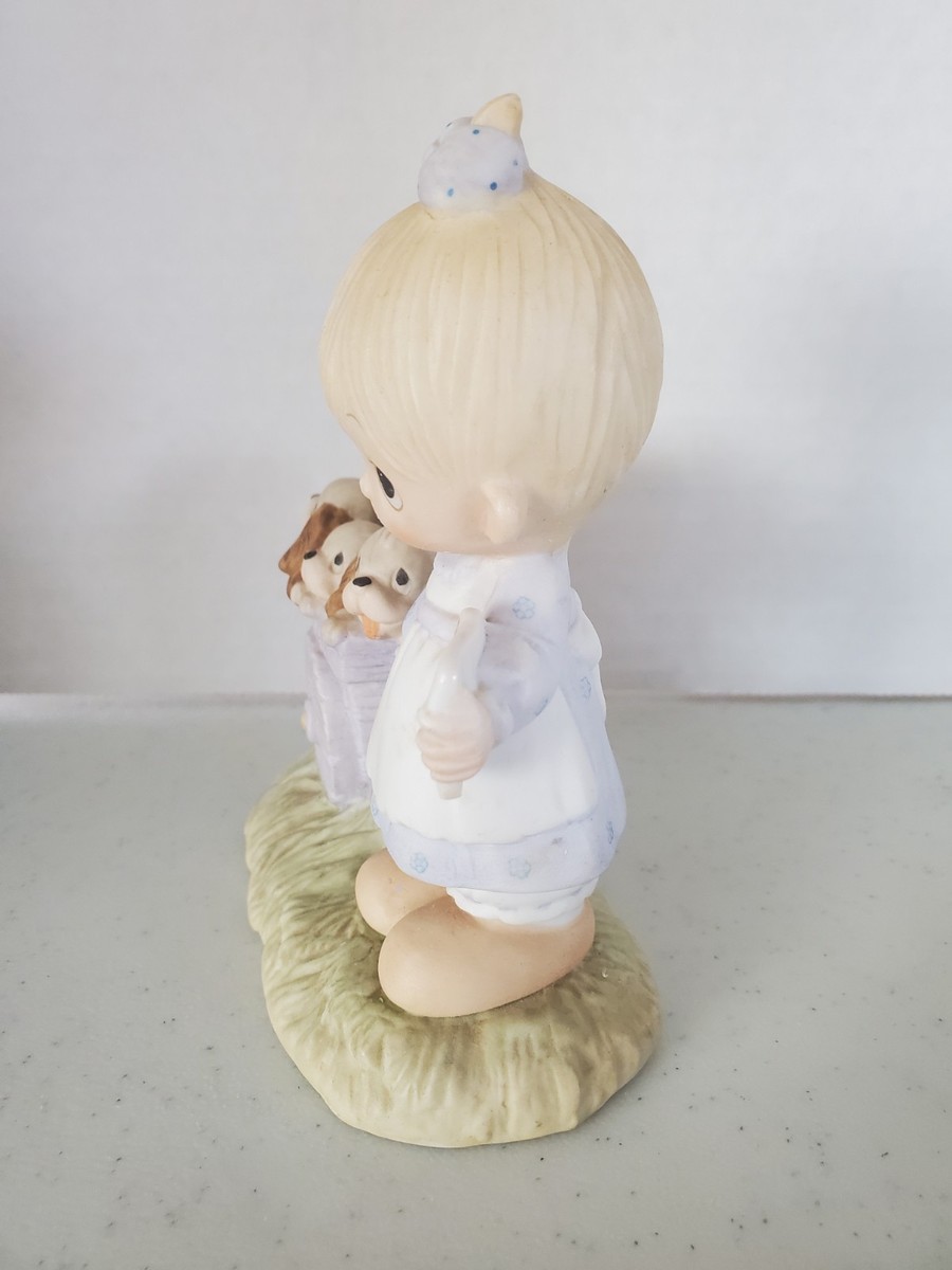 1977 Precious Moments God Loveth a Cheerful Giver Free Puppies