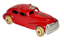 1930s SLUSH METAL / SLUSH MOLD RED TAXICAB TOY BARCLAY ORIGINAL PAINT TAXI CAB