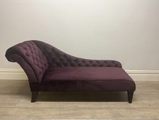 Chaise Longue Sofa Handmade Accent Chair Aubergine Soft Velvet Fabric NEW