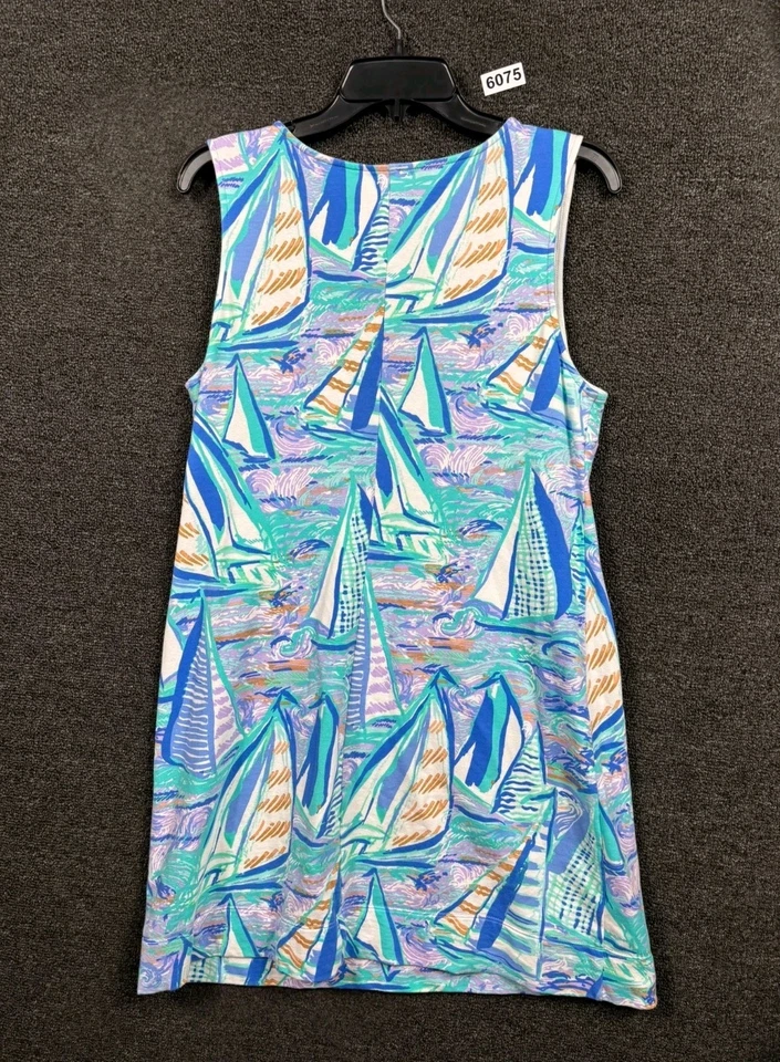 Vestido recto Lilly Pulitzer Harper para mujer talla L azul sin mangas bordado Foto 2 de 4
