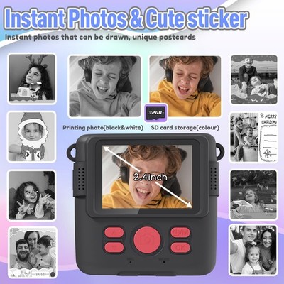 Kids Camera Instant Print, Kerst Verjaardagscadeaus voor Peuter Meisjes Jongens Leeftijd 3-12, 24MP & 1080P Selfie Digitale Camera met 3 Rollen Geen Inkt Print Papier 32G SD-kaart - Blauw