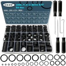 1200 Pcs 24 Size Universal Rubber O-Ring Assortment Kit with 4-Piece Precision P