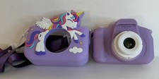 Purple Mini Digital Camera For Kids With Unicorn Case Easy To Use Pre-Owned