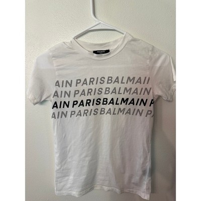 Balmain Paris Logo Graphic T Shirt White Short Sleeve Cotton KIDS