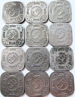 Vierkante Nikkelen Stuiver 1913 Lot van 12 Stuks